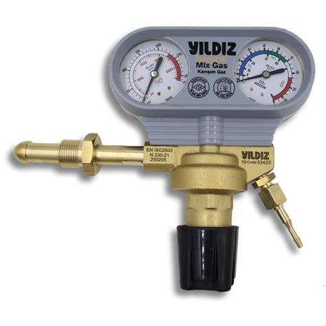 YILDIZ KARIŞIM GAZ BASINÇ DÜŞÜRÜCÜ G 5/8'' DIŞ MANOMETRELi 21 L/MiN