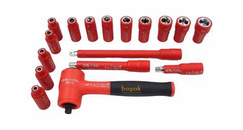 17 Parça 1/4" 1000V 6 Köşe Lokma Takımı