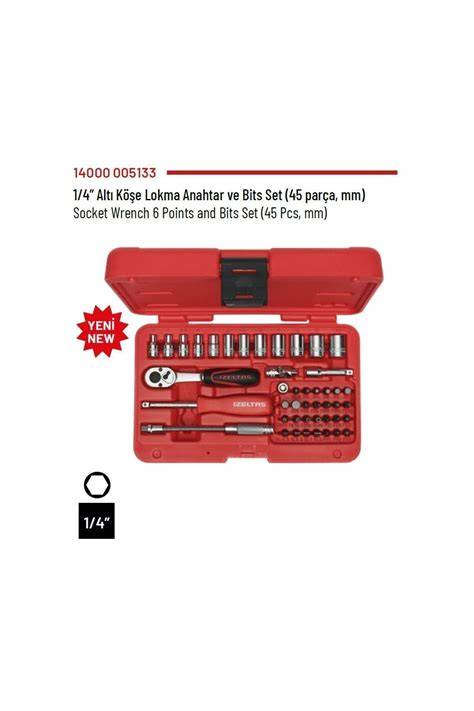 iZELTAŞ 1/4" ALTI KÖŞE LOKMA ANAHTAR VE BiTS SET 45 PARÇA