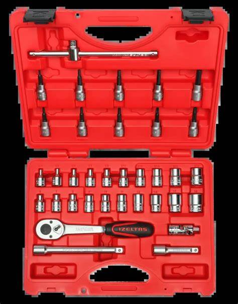 iZELTAŞ 3/8" ALTI KÖŞE LOKMA ANAHTAR VE LOKMALI ALLEN SET 35 PARÇA