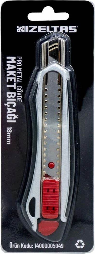 iZELTAŞ PRO METAL GÖVDE MAKET BIÇAĞI EMNiYETLi OTOMATiK KiLiTLi 18MM