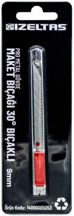 iZELTAŞ PRO METAL GÖVDE MAKET BIÇAĞI 30° AÇILI BIÇAK 9MM