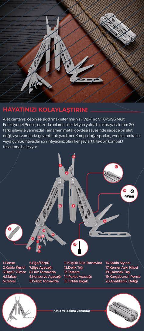 VIP-TEC KATLANABiLiR ÇOK AMAÇLI ÇAKI-MULTiFONKSiYONEL-20 PARÇA
