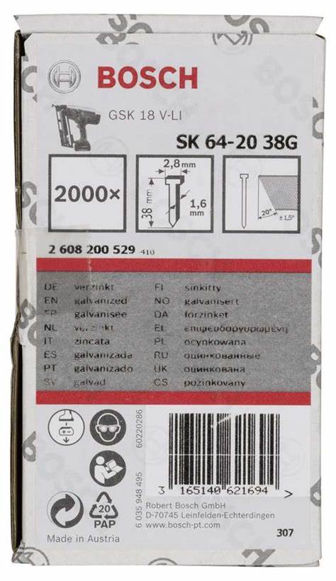 BAŞSIZ ÇiVi 20ᵒ 38 MM GALVANiZLi 2000Li