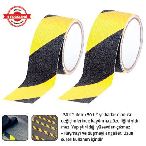 KAYDIRMAZLIK BANTI 25 MMX 15 MT SARI-SİYAH