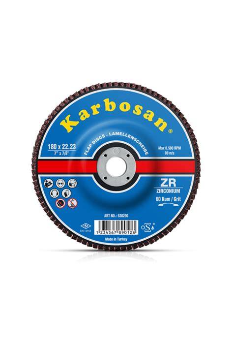 KARBOSAN ZİRKONYUM FLAP DİSK 180X22 60 KUM(983940)