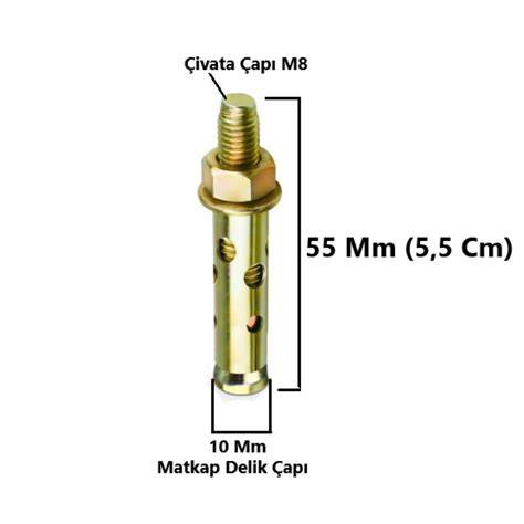 GÖMLEKLİ ÇELİK DUBEL M8X55