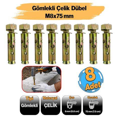 GÖMLEKLİ ÇELİK DUBEL M8X75