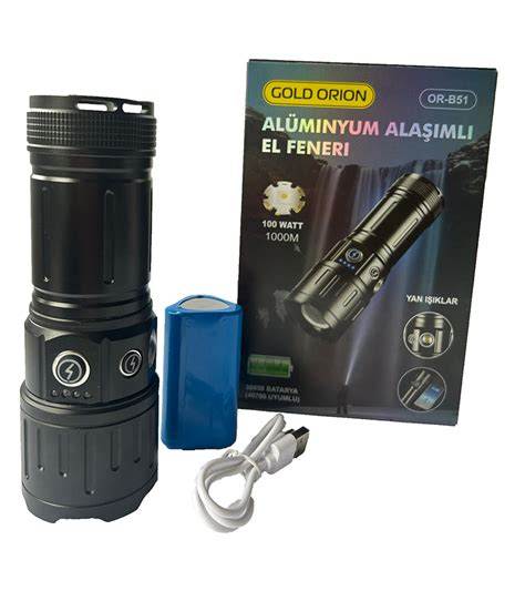 GOLD ORION B-51 YAN LEDLİ ŞARJLI EL FENERİ