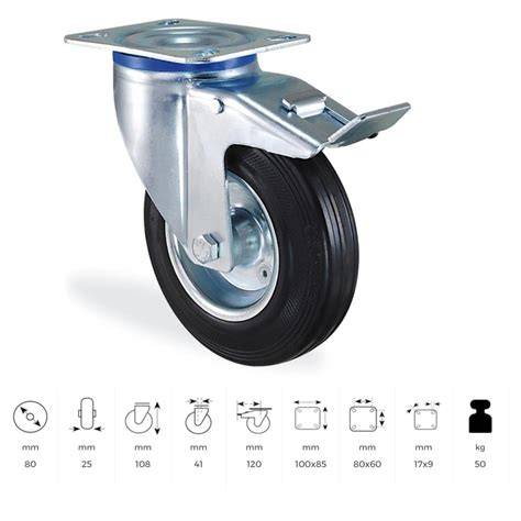 SERVİS TEKERİ FRENLİ DÖNER 80 MM (802 SLP 080F)