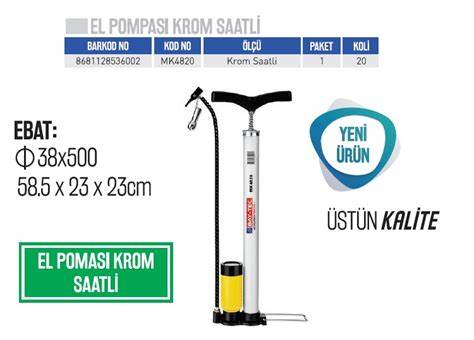 KUPA KUP8238 BİSİKLET EL POMPASI KROM SAATLİ
