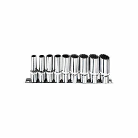 9 PARÇA 1/2'' 12 KÖŞE (YILDIZ) DERiN LOKMA ANAHTAR TAKIMI (RAYLI)