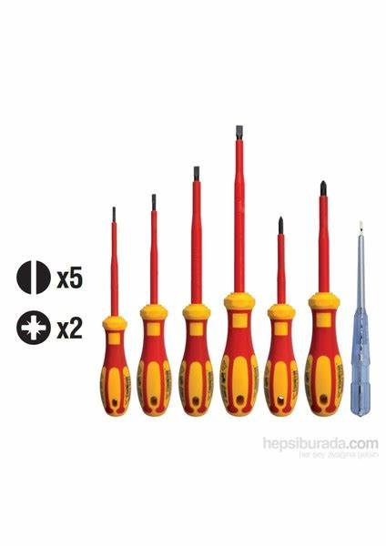7 PARÇA C-PLUS 1000V TORNAViDA TAKIMI (VDE) - DÜZ/POZiDRiV + KONTROL KALEMi