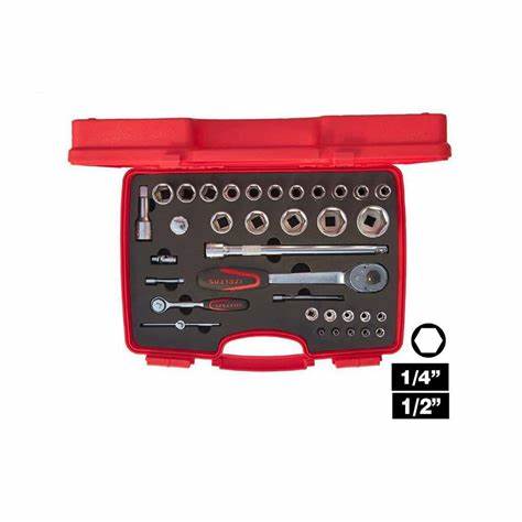 iZELTAŞ 1/4" - 1/2" ALTI KÖŞE LOKMA ANAHTAR TAKIMI 35 PARÇA