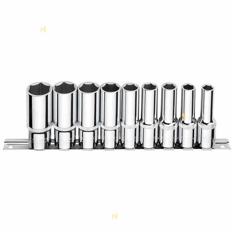 9 PARÇA 1/2'' 6 KÖŞE DERiN LOKMA ANAHTAR TAKIMI (RAYLI)